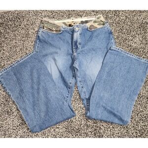 Vtg Y2K 90's Bongo Flare Jeans Camo Top,Jr Sz 11, 30" Waist,Retro Hippie Groovy